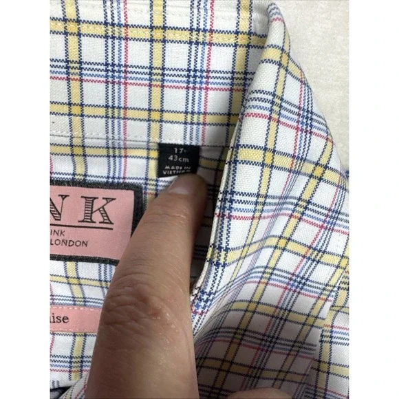 Thomas Pink Cruise Shirt Men‎ XL 17 43cm Multicolor Plaid 100% Cotton PAW14 - Picture 2 of 8